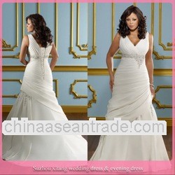 c505 V neck beaded sash bandage white orgenza plus size wedding dress patterns