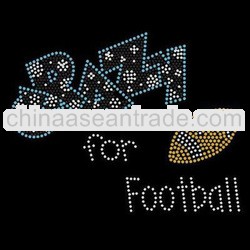 crazy for football rhinestone transfer iron ons