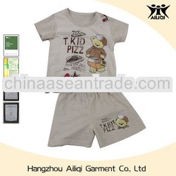cute bear printed boy babies clothes 100% cotton baby T-shirt set