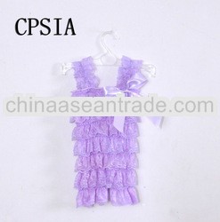 fashion cute lavender lace romper with straps for baby