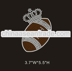 football with crown iron on rhinestone applique bling custom design