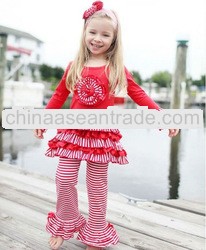 girls fancy clothing set christmas ruffle dress and bloomers cotton set