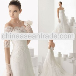 gorgeous sweetheart applique organza wedding dresses , pleated sheathy bridal dress