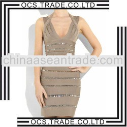 grey bandage sequin dress with bead