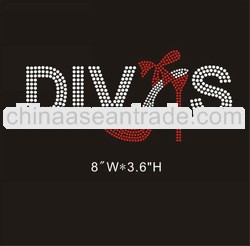 high heels Divas iron on rhinestone heat transfer design for t shirts