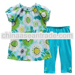 hot! Nice lovely dress round neck;cotton children set for baby girl