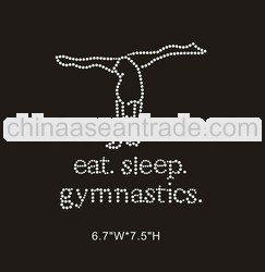 hot fix motif rhinestone heat transfer eat sleep gymnastics for t shirts