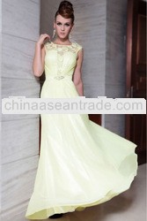 hot sale hand-made noble purity yellowish long evening dress 2013