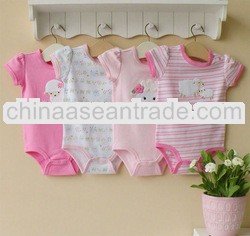 mom and baby 2012 summer baby clothing 100% cotton embroider short sleeve bodysuit