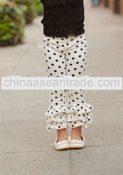 new arrival 2013 autumn kids pants white and black polka dots brand baby girls leggings