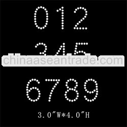 numbers 0 to 9 iron on rhinestone transfer design for t shirts