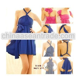 pink blue Flirty Multi Way Wrap Convertible Infinity Swing Dress