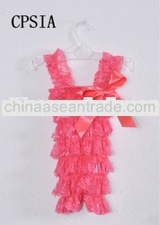 posh cute strawberry lace romper with straps for baby