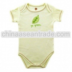 short sleeve cotton yellow baby romper with snap buttons