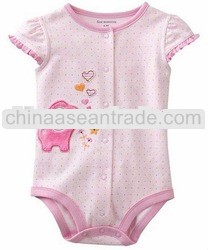 short sleeve fashion cute embroidered elephant baby romper