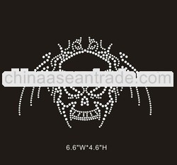 skull design hot fix motif rhinestone heat transfer for t shirts