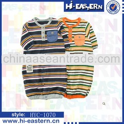stripe applique pocket combed cotton boy baby jumpsuit clothes/infant clothes/toddler clothes