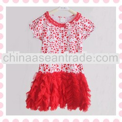 valentine's day item,child red dress children petti party dress short sleeves dress