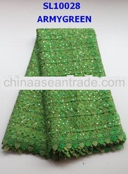 water soluble african lace embroidery wholesale fabric of SL10028-armygreen