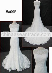 wedding gown with neckline corded lace skirt