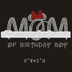 wholesale Rhinestone Iron on Transfer Mom of Birthday Boy design for tshirt