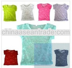 wholesale baby boutique lace shirt short sleeve for girl