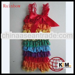 wholesale rainbow lace petti rompers for baby