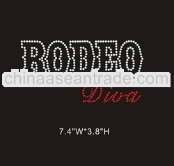 wholesale rhinestone transfer rodeo diva iron on bling for t shirts
