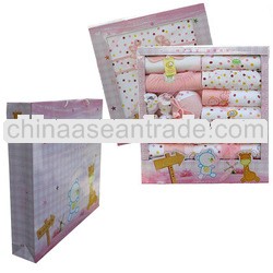 100% cotton summer soft mild comfortable 2013 new style long sleeve girl dress baby clothing set wit