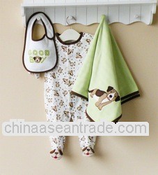 2011 autumn mom and bab baby romper set 100% cotton embroider 3pcs