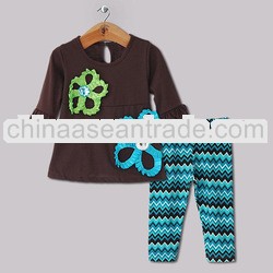 2013 New Girls Clothing Suits 2 PCS Black Coat With Red Flower And Kids Pants Children Christmas Wea