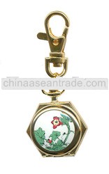 2013 new design pocket watch style Antique Brass Keychain