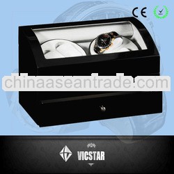 2 Turntables Automatic Watch Winder with Drawer for 4 watches
