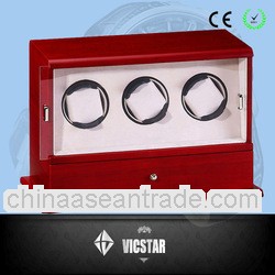 3 Motors Cherry Wooden Automatic Watch Winding Box