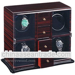 4 Motors Ebony WatchWinder with 4 Little Drawers