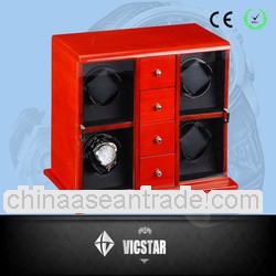 4 Motors Mahagony Solid Wooden Watch Winder with 1 drawer