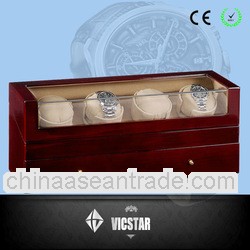 4 motors Dark maple Wooden Automatic Watch box with 1 drawer