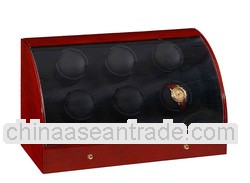 6 Motors Mahogany Solidwood Watch Winder with LCD
