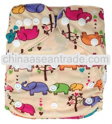 Animal Elephants Printed Baby Cloth Diapers Washable Fitted Cloth Nappies