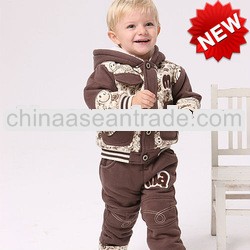 Autumn winter clothing long sleeve warm fashion cartoon printed 2 pcs thick newborn baby clothes set