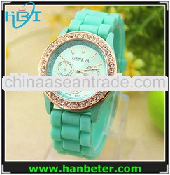 Beautiful women cheap rhinestone silicone watches