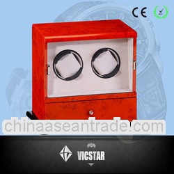 Blond burlwood 2 Motors Dual Watch Winder Box /with 1 drawer