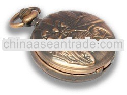 Brass Horse Accent Pocket Watch With Long Chain