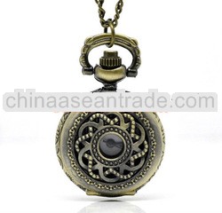 Bronze Tone Necklace Quartz Pocket Watch 84cm B13687