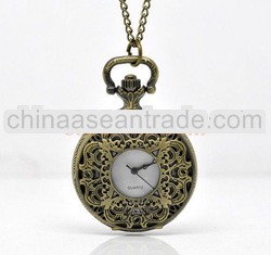 Bronze Tone Necklace Quartz Pocket Watch 87cm B13690