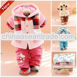 C10917B NEWEST DESIGN THICKEN HOODED BABY CLOTHING SETS