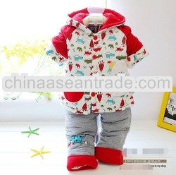 C10935B NEWEST DESIGN THICKEN HOODED BABY CLOTHING SETS