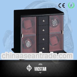 Classic Black High gloss finish Automatic Watch Winder for 4 watches -plus 4 drawer