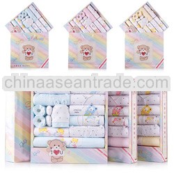 Combed cotton new born soft cartoon printed 2014 newfashioned baby clothing set tc1003