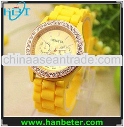 Crystal face quartz rhinestone silicone watches